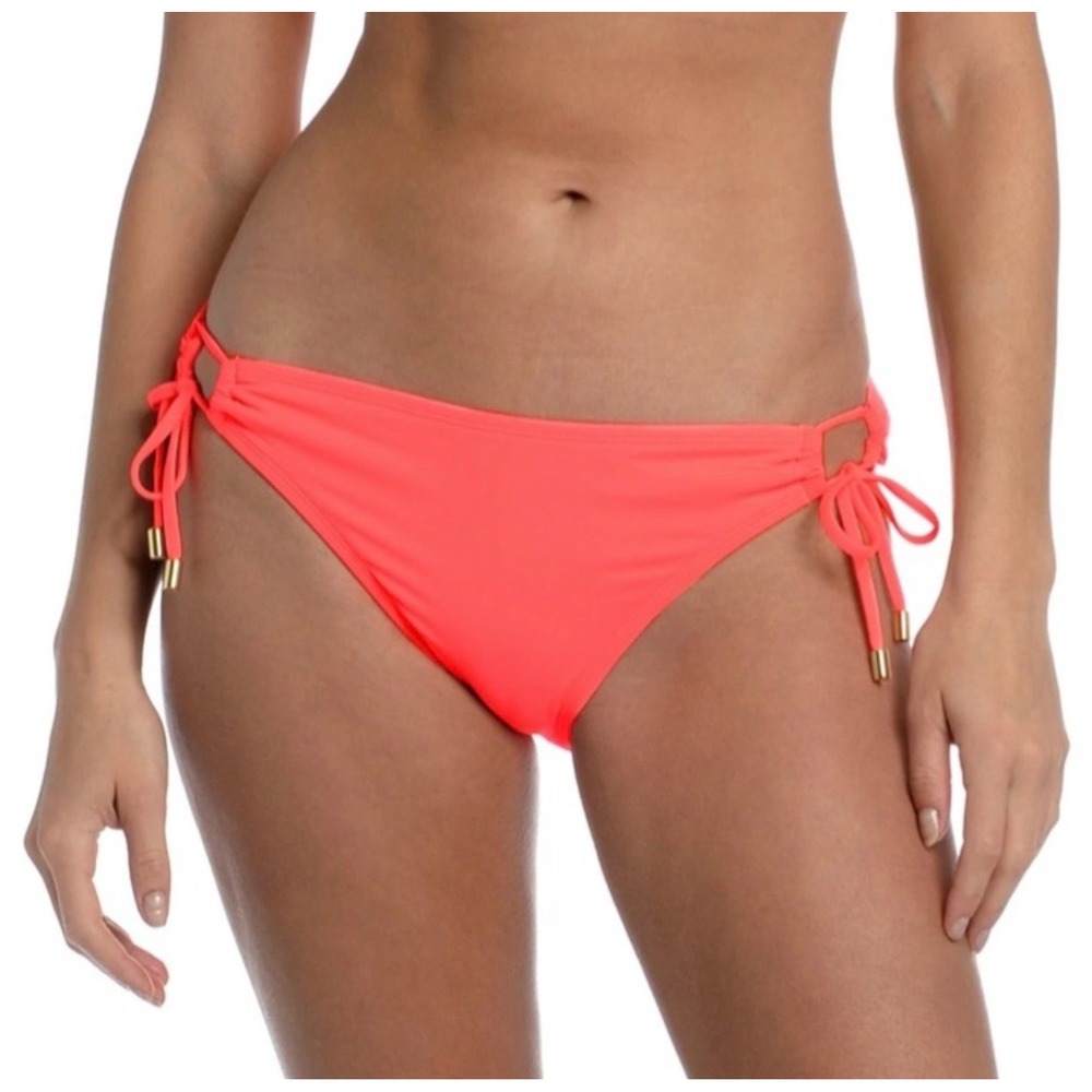 La Blanca Island Goddess Side Tie Bikini Bottom Hot Coral Pink‎ LB0IG94